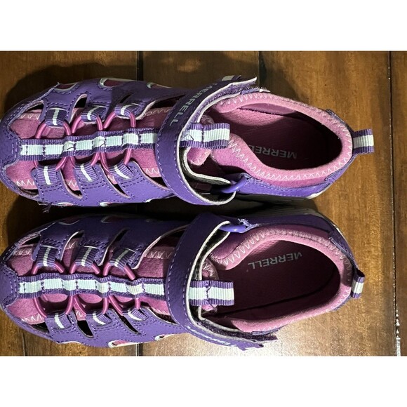 Merrell Size 2M Girls Purple Pink Hook And Loop Hiking Sandal - Picture 4 of 8